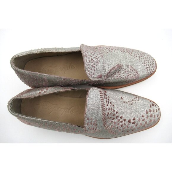 Free People Metallic Silver Pink Snake Print Slip On Loafers Woman's Size EU 41 - Picture 5 of 7
